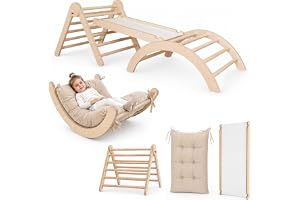 MAMOI Klätterställning klättertriangel inomhus 4-i-1-set. Montessori Klätterbåge med kudde, inomhus lekplats