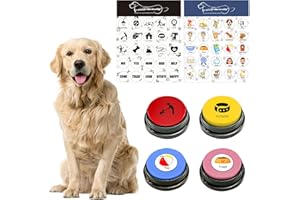 BUYVIKAY Satz von 4 Farben Hunde Button,Buzzer mit aufnahmefunktion Hunde, Haustier Trainings,Hundeknopf für die Kommunikation,30 Sekunden Sprachaufzeichnungstaste, Aufnahmebare Taste