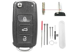 VAILIKEY Für Volkswagen Schlüsselanhänger Gehäuse mit Stahl Pin Removal Tool Nadelfeile Für VW Jetta Golf Skoda Transporter Seat Octavia Polo B5 Leon Tiguan Touran Sharan MK6 Scirocco Jetta Passat Bettle (D)
