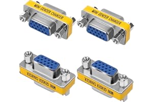 VISSQH 4 Pièces Connecteur Adaptateur de coupleur Femelle à Femelle 15 Broches,coupleur HDB15 15 Broches VGA SVGA Adaptateur Changeur HDB15