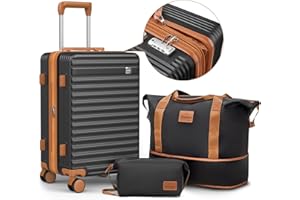 Joyway 3 Piezas Juego de Maletas, Equipaje Set de Cabina Viaje, Ultrasligeras Maleta de Mano 20'', con Espacio Expansión, Giratorias de 360° y Cerradura TSA Incluidas 1 Bolsa, 1 Neceser
