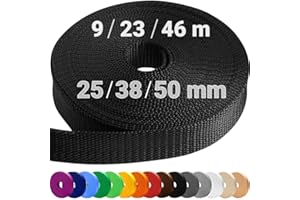 ‎TECEUM TECEUM 25 mm Gurtband – Schwarz – 9 Meter - Gurtband zum Klettern im Freien drinnen Basteln DIY (1” 10y)