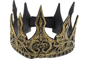 DECHOUS Mittelalterliche Krone KöNig, Pu Krone Herren FüR Kopfschmuck Oder Hochzeit, Geburtstag, Abschlussball, Party, Halloween-Dekorationen