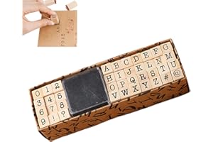 VEXQUIVERA 40 PCS Wooden Rubber Stamps Kits, Wooden Letters Alphabet Stamps Set Alphabet Rubber Stamps Letters Number Symbol Stamp Set with Black Ink Pad for Card Making Scrapbooking