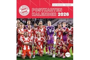 FC Bayern München Postkartenkalender 2026: Monats-Tischkalender zum Aufstellen oder Aufhängen mit den Stars des FC Bayern. Ein kleiner Foto-Kalender ... Versenden an Fans. (Bundesliga Kalender Heye)