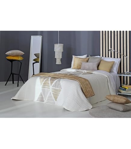 Couvre-lit Linneo 135 Cm Vert – Jacquard Réversible, Bordure Large – 90% Polyester, 10% Coton – Déco Chambre élégante, Mi-saison – Housse De Couette Non Incluse