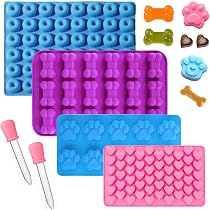5 Moules Bonbons Silicone Alimentaire - Cœur, Animaux, Donuts - Avec Compte-Gouttes - Pour Chocolat & Glaçons