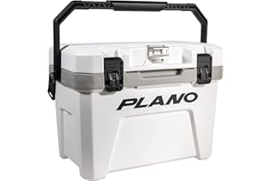 Plano Frost twarda chłodziarka, 21 l, w zestawie suchy kosz, mały, biały i czarny, trwała, izolowana skrzynia na lód na kemping, wędkowanie i bagażnik