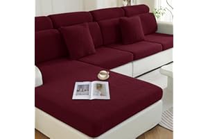 Ystyle Rozciągliwy Pokrowce Na Poduszki Na Sofę, Uniwersalny Antypoślizgowy Pokrowce Na Poduszki Na Siedzisko, Ochraniacz Na Kanapę Kształcie Litery L (1-Osobową*2+Szezlong, Burgundia)