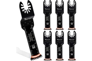 Vearter Lames de scie multi-outils 31 mm 7 pièces/ensemble, outils oscillants HCS à dents japonaises bord incurvé, outil accessoire multifonction pour bois tendre et dur, plastique, cloisons sèches