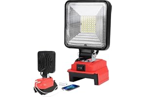 Laddningsbar LED-lampa för Milwaukee 21V Batteri, 50W 4000LM LED-arbet, Laddningsbar LED-strålkastare med Typ C-laddning & US