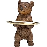 Kare Design Figurine Décorative Butler Standing Bear, Marron, Or, Animal Our, Sculpture, Deco Intérieur, Decoration Chambre, 