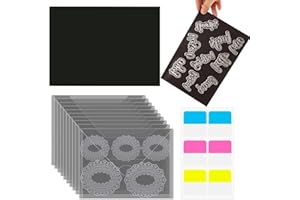 OTCRAFT Lot de 20 feuilles magnétiques en caoutchouc A410 de 0,3 mm d'épaisseur avec 10 pochettes de rangement transparentes refermables en plastique pour la fabrication de cartes
