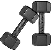 KORE FITNESS PVC Dumbbells Set, 2kg Each, Black, for Men and Women, Whole Body Workout