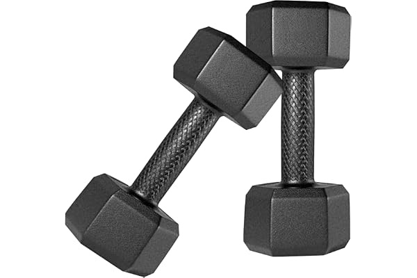 Kore PVC DM-2kg-Combo 161 Dumbbells Set and Fitness Kit for Men and Women Whole Body Workout, Hexa (Black)
