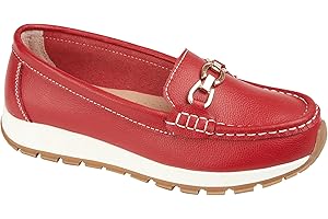 Jo & Joe Ladies Casual Slip-On Smooth Leather Comfort Sporty Wedge Loafer with Chain Trim Sizes 4-8