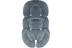 ‎BLUBLU PARK Baby Autositz-Kissen, Kopf- und Körperstütze für Neugeboreneneinsatz, 2-in-1 reversibles Babysitz-Kissen, weiche Kinderwagen-Einlage für Autositze, Babywippen, Kinderwagen und Schaukeln, Dunkelgrau