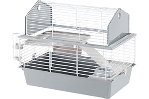 Ferplast Jaula para Conejos y Pequeños Animales Barn 80, 2 Pisos, Techo Abrible, Accesorios Incluidos, 78 x 48 x h 65 cm.