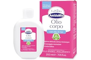 Euphidra - AmidoMio Olio Corpo, Azione Idratante e Delicata, Ideale per Neonati e Adulti, Leggero a Rapido Assorbimento, Idrata in Profondità, Flacone 200ml