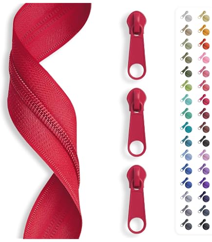 10 M Nylon-Reißverschlussband + 20 Schieber, Nr. 5, Weiß – Für Näharbeiten & DIY