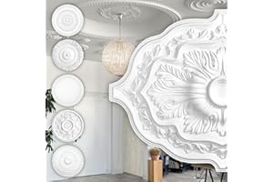 HEXIM Perfect rosette stucco - grand choix de rosettes de plafond en mousse dure de PU, robuste, élément décoratif (B2016-914 x 660 mm) Bordure de lustre médaillon décoration intérieure