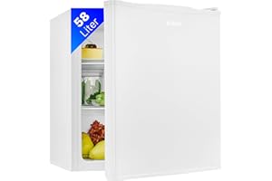 Bomann Mini Kühlschrank mit 58 Liter Nutzinhalt | Kühlschrank klein mit 2 herausnehmbaren Glasablagen | Mini Fridge mit stufenloser Temperaturregelung u. wechselbarem Türanschlag | KB 7347 weiß
