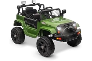 CUPCHID Coche eléctrico para niños, Vehículos eléctricos, Mando a Distancia RC 2,4 GHz, Capacidad de Carga máxima 50 kg, Vehículos con Luces LED, música, bocina, Funciones USB (Verde)