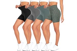 MOREFEEL 4er Pack Radlerhose Damen Kurze Sporthose Damen Shorts Blickdicht High Waist Sommer für Yoga Sport Fitness