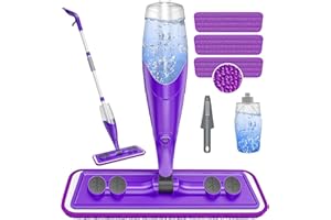 Papclean Spray Mop for Cleaning Floors - Microfibre Flat Mop with 3 Reusable Pads 635 ML Bottle for Wet Dry Hard Wood Laminate Wooden Tile Floors Household Kitchen Bathroom