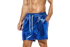 Casey Kevin Metall Shorts Herren Glänzende Kurze Hose Party Gold Silber Shorts Bar Metallic-Shorts Pailletten Boxershorts