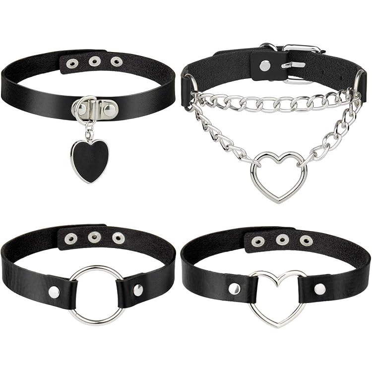 Lot De 2 Jarretières élastiques Femme En Cuir Noir - Avec Clips Métalliques Et Design Coeur, Style Punk Rock | Accessoire Cosplay, Fête, Lingerie - 8