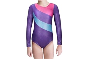 XiaoMoSha Body Ginnastica Artistica Bambina Manica Lunga/Senza Maniche Body Danza Bambina Body Ginnastica Ritmica per Bambine e Ragazze 2-14 Anni