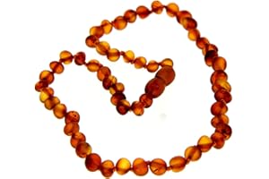 SilverAmber Jewellery - Collana in ambra baltica - Cognac, ciliegia, miele, limone o ombré - Lucida e grezza - Perle di ambra genuina al 100% - Massima qualità - Dimensioni: 33-70 cm