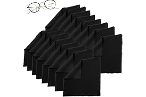 JDXun 16 Stück Brillenputztücher, Mikrofaser Reinigungstücher, Microfaser Display Reinigungstuch, Display Reinigungstücher/Objektiv Tuch für Bildschirme, Kamera Objektive - 15 x 15cm (Schwarz)