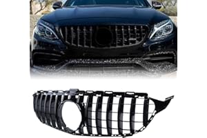 BONRYAN W205 Calandre pour Mercedes Classe C W205 S205 2014 2015 2016 2017 2018 Sport Noir brillant