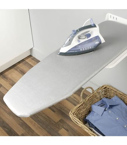 Xabitat Planche à Repasser Murale Rabattable 92x31 Cm - Idéale Petit Espace Avec Housse Coton Blanc Et Gris