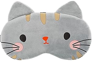 WLLHYF Śliczna maska na oczy do spania, miękka pluszowa opaska na oczy z kreskówki, wygodna osłona oczu, ochrona oczu, dla kobiet, mężczyzn, dzieci, w podróży, drzemki (szara)
