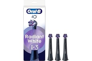 Oral-B iO Series Radiant White Tandborsthuvuden, Svart, 3 st, Original Runda Borsthuvuden, Vinklade Borststrån För Djupare Plackborttagning, Med Polerande Blad För Vitgörande Effekt För Tänderna
