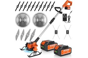 JVISION Cordless Strimmer, Garden Strimmer with 2 Batteries, Battery Strimmer Kit with 18 Blades, Electric Trimmer for Gardens, Bushes, Yards