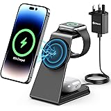 Magnetic Wireless Charger,Aluminum Alloy 3 in 1 Wireless Charging Station for Magsafe,18W Fast Mag-Safe Charger Stand with QC