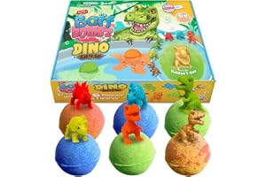ZIMPLI - 6 x stora dinosauriebadbomber, 6 överraskande dinosaurieleksaker inuti! Födelsedagspresent till barn, badleksaker för pojkar och flickor