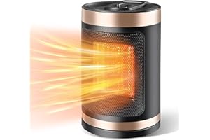 JOKOO Electric Fan Heater, Portable Low Noise&Energy Electric Heater with Thermostat and Wide-Angle Air Warming, Ceramic Heater, Space Heater, for Winter, Bedroom, Office(Black) (PTC-1500A5)