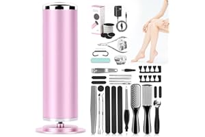 LEONDESIGNS Elektrische Fußfeile 36-in-1 Pediküre-Kit, 60 Stück Sandpapierscheiben Fußfeilen für harte Haut Einstellbare Geschwindigkeit&Mini tragbar, Professioneller Harthautentferner für Füße