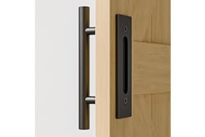 TSMST 24CM Sliding Door Handle Double Sided Barn Door Handle Embedded Invisible Alloy Steel Frosted Black