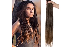 Samtress 40 strands Synthetic Dreadlocks Extensions Thin 0.6cm Soft Reggae Hair Hip-Hop Style Dreads Dreadlock Extensions 18 Inch Hippie Dreads Handmade Corchet Hair Synthetic Ombre Blonde (#T27)