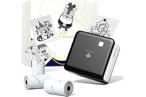Phomemo M02-Pro 300DPI Mini Thermal Printer, Inkless Sticker Printer Bluetooth for Smartphone, Portable Mini Printer Compatible With 15,25,50mm Label, for Notes,Study,Scrapbooking,Photos(With 3 Rolls)