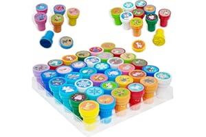 Bukuhlio 36 Stück Stempel Kinder,Cartoon Auto Stempelset,Mehrfarbige Tiere Stempelset,Niedliche Spielzeugstempel,Geschenktütenfüller,Partygeschenke für Kinder,Geburtstagsgeschenk (Set B)