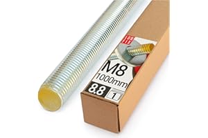 Barra Filettata M8x1000 mm, 1 pezzi, Asta Filettata Acciaio 8.8 DIN 976, Barre Filettate Metrica, Perni Filettati, Filetto Asta Metrica, Bulloni Filettati per Montaggio Industriale, Lun Fix
