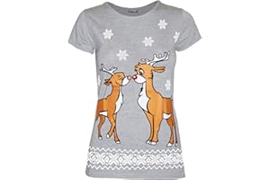 Fashion Star Women Heart Ribbon Santa Suit Christmas T Shirt