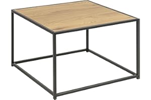 Marchio Amazon - AC Design Furniture Quadrato Tavolino da caffè, ripiano effetto quercia selvatica e base in metallo nero, 60 x 60 x 40 cm